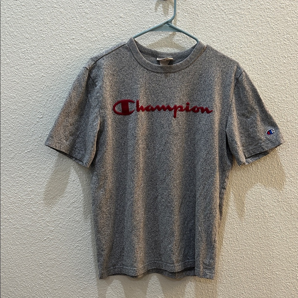 Champion Heritage Felt Lettering Signature Grey Crewneck T-Shirt Size Medium
